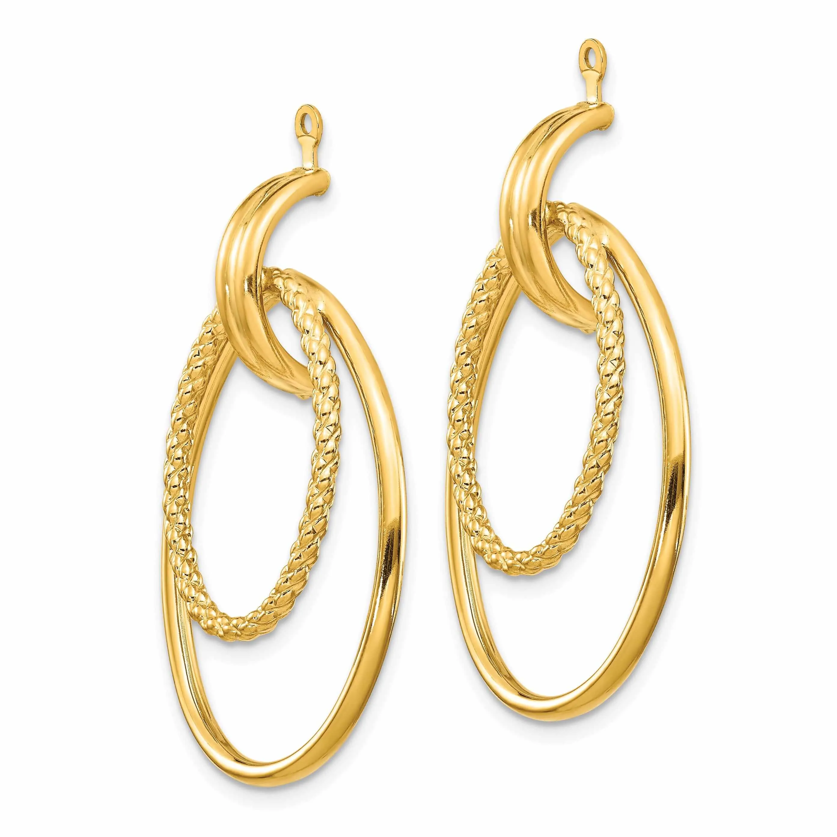 14k Gold Polished Double Hoop Earring Jackets