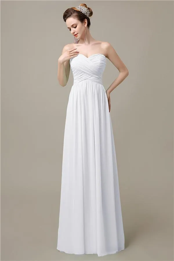 A-line Sweetheart Chiffon Floor-Length Long Bridesmaid Dresses