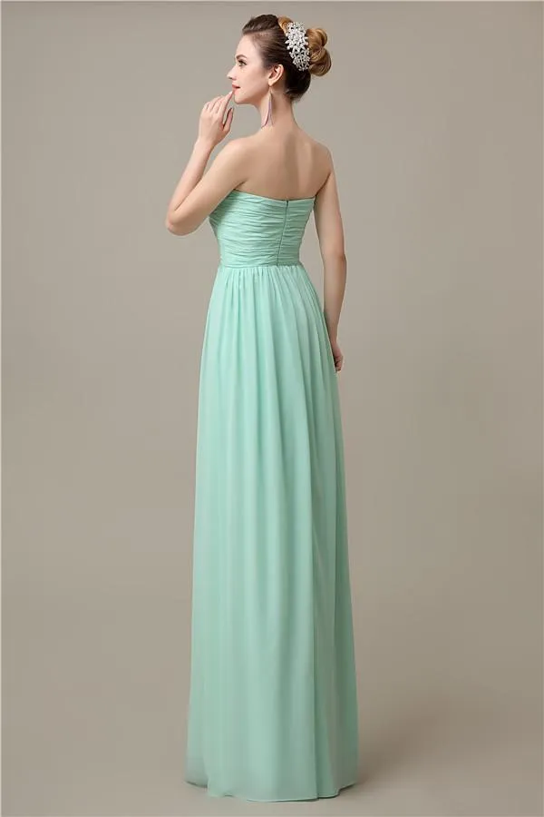 A-line Sweetheart Chiffon Floor-Length Long Bridesmaid Dresses