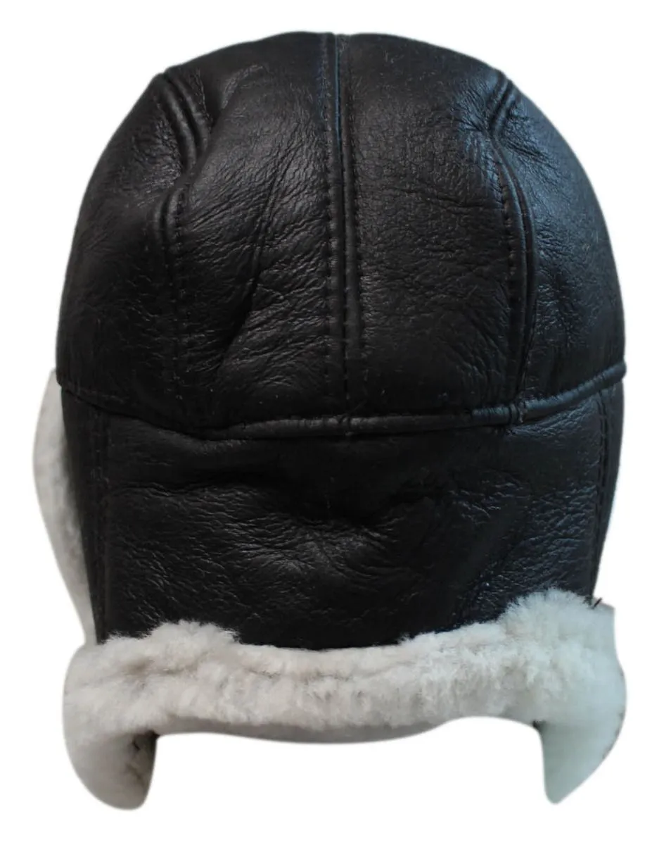 B3 Style Sheepskin Biggles Flying Hat Brown & Cream