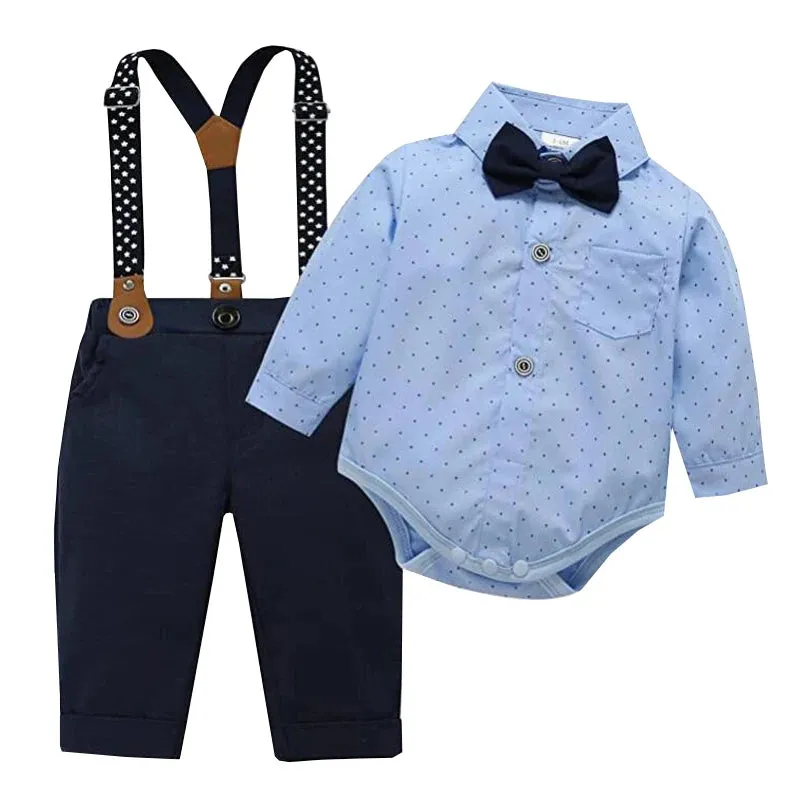 Baby Boy Formal Wedding Suit Outfit, Navy Blue Baby Boy Formal Suit Set