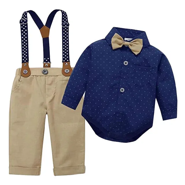 Baby Boy Formal Wedding Suit Outfit, Navy Blue Baby Boy Formal Suit Set