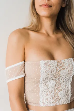 Belle Lace Crop Top with Tulle Arm Bands