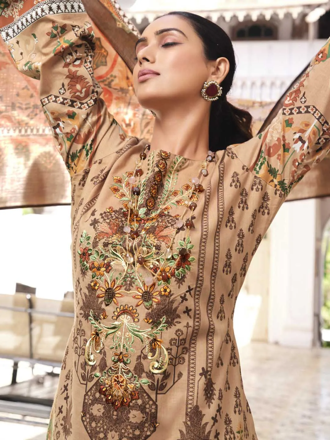 Belliza Cotton Pakistani Print Unstitched Women Suit Material 005