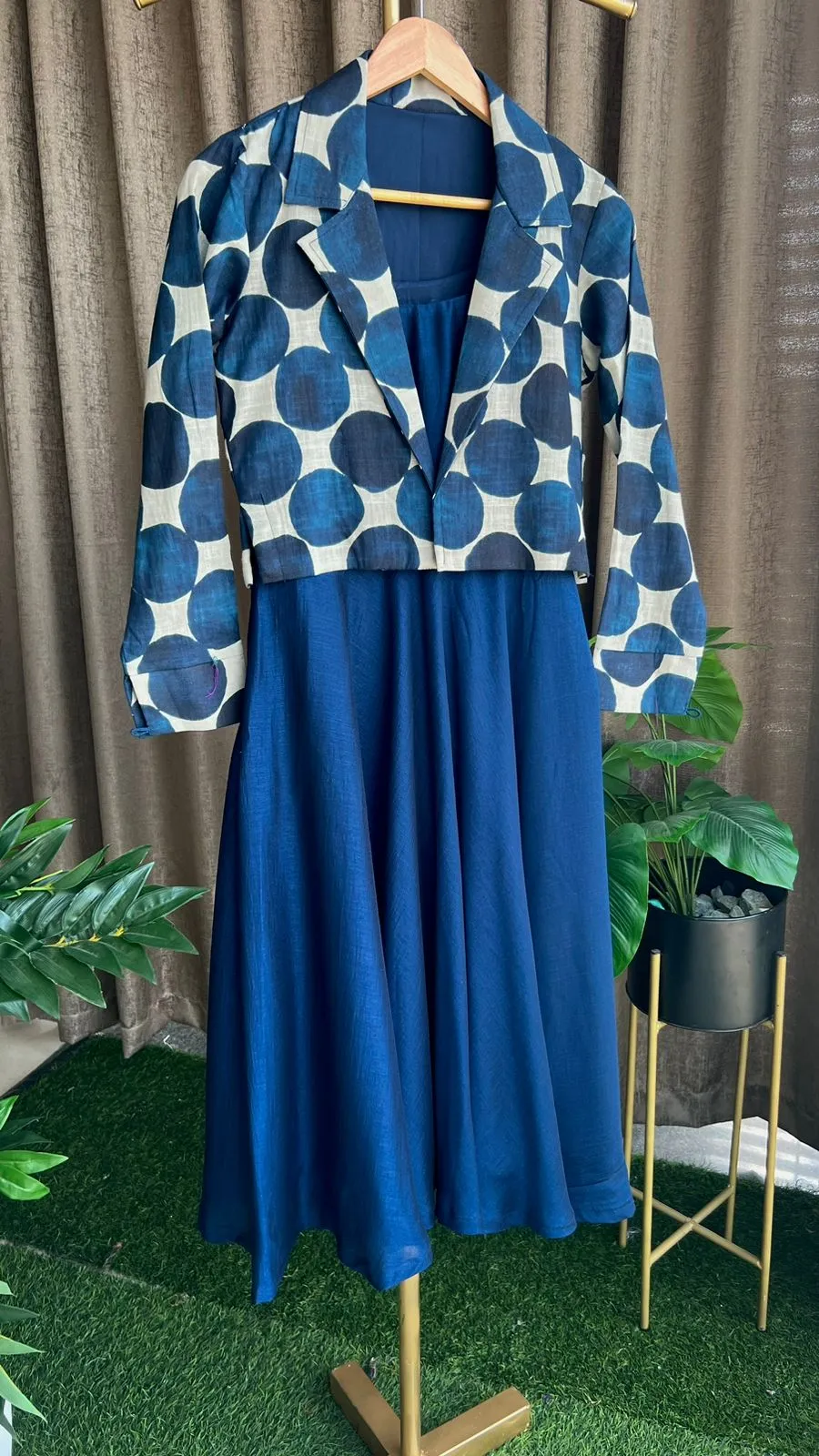 Blue spaghetti dress & blazer coord sets