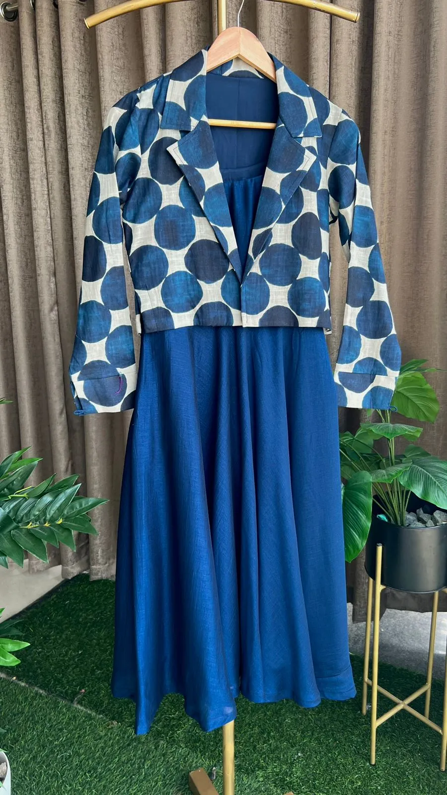 Blue spaghetti dress & blazer coord sets