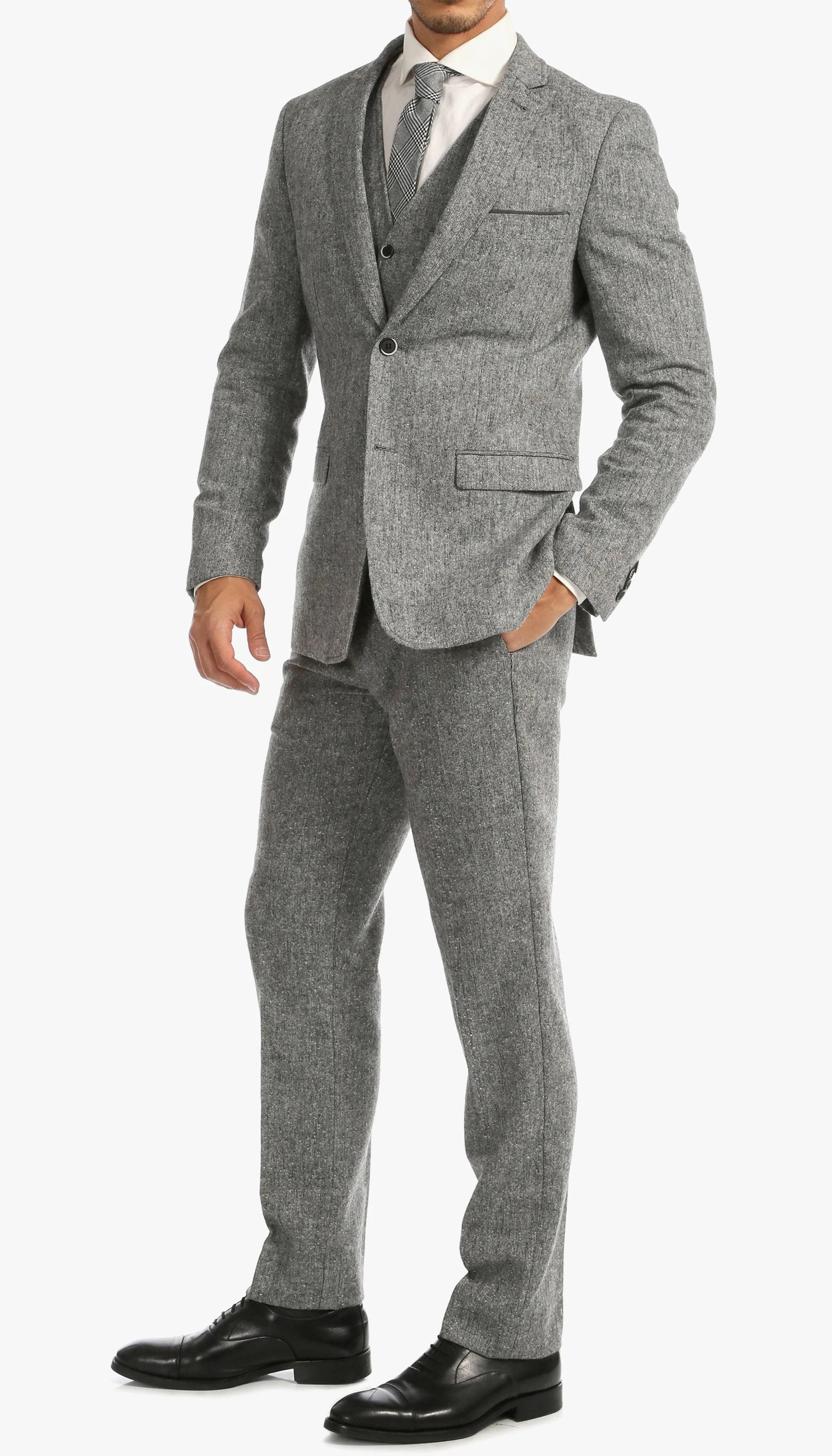 Bradford Grey Slim Fit 3 Piece Tweed Suit