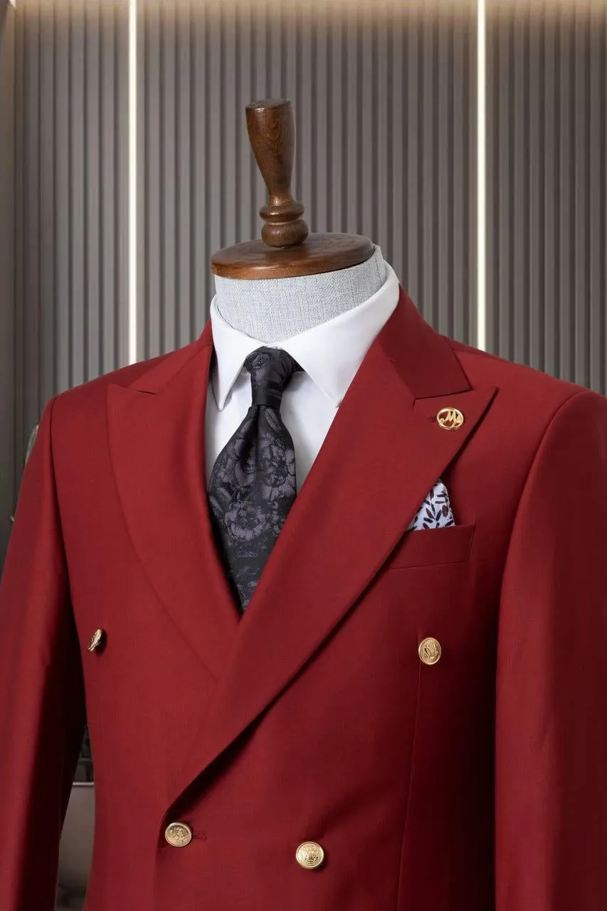 Classic Maroon Double Breasted Suit