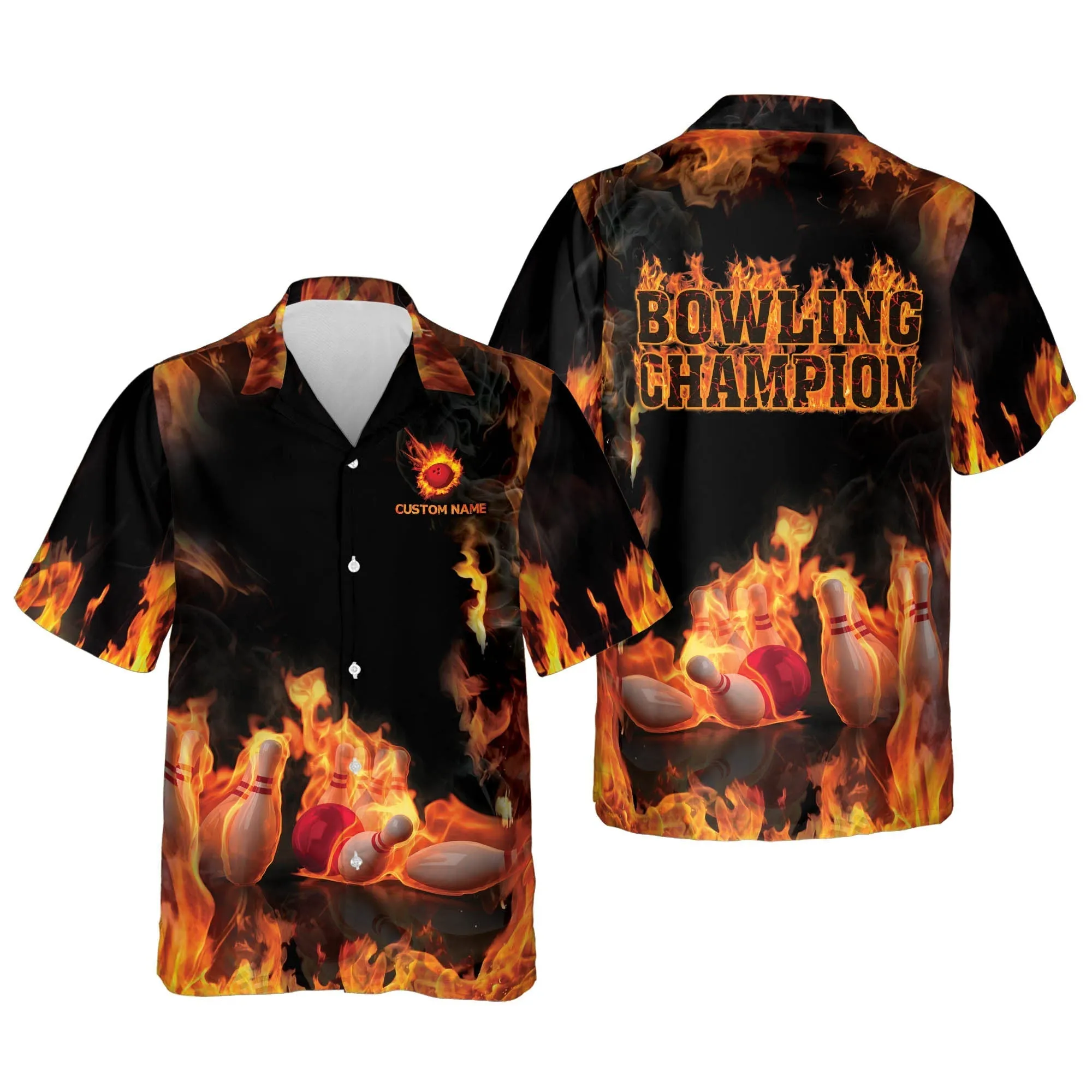 Custom Bowling Champion Hawaiian Bowling Shirts For Men, Bowling Team Shirt, Bowling Gift