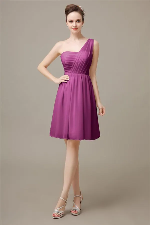 Elegant One-shoulder A-line Knee-Length Bridesmaid Dresses