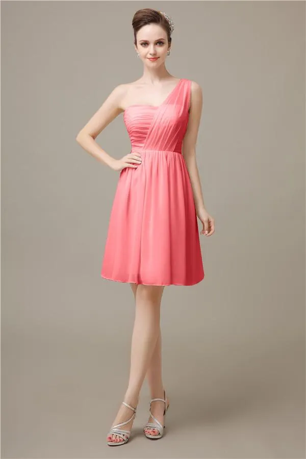 Elegant One-shoulder A-line Knee-Length Bridesmaid Dresses