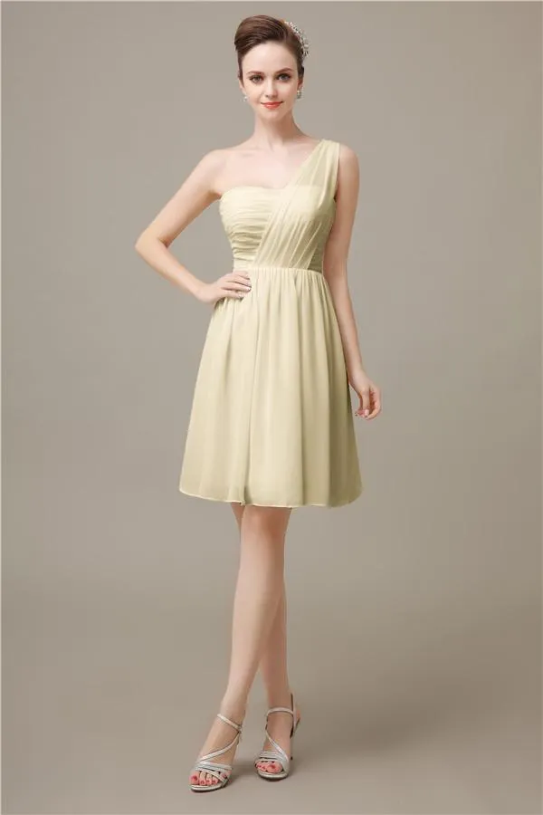 Elegant One-shoulder A-line Knee-Length Bridesmaid Dresses