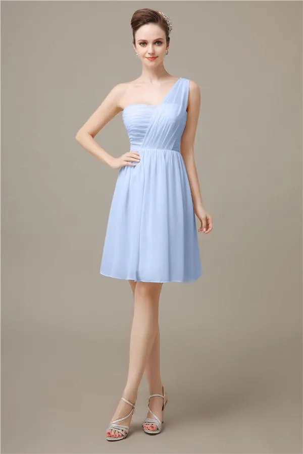 Elegant One-shoulder A-line Knee-Length Bridesmaid Dresses