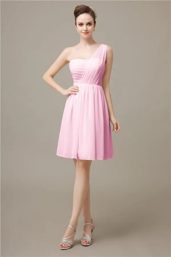 Elegant One-shoulder A-line Knee-Length Bridesmaid Dresses