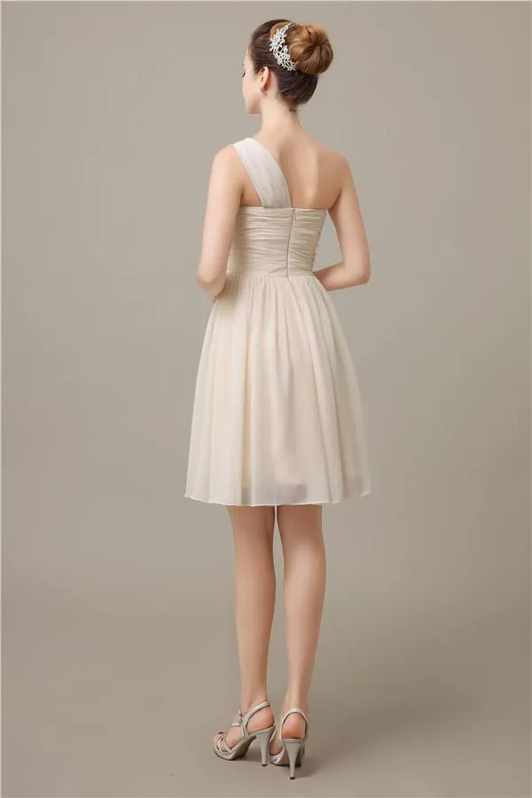 Elegant One-shoulder A-line Knee-Length Bridesmaid Dresses