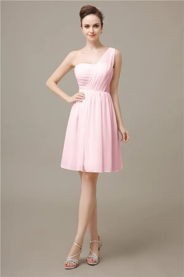 Elegant One-shoulder A-line Knee-Length Bridesmaid Dresses