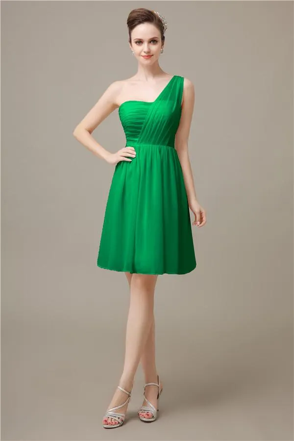 Elegant One-shoulder A-line Knee-Length Bridesmaid Dresses