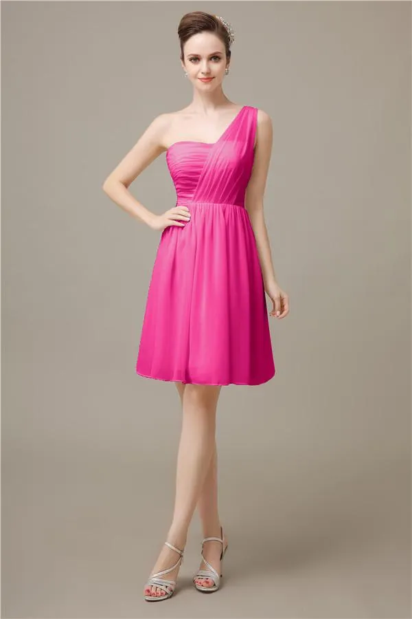 Elegant One-shoulder A-line Knee-Length Bridesmaid Dresses