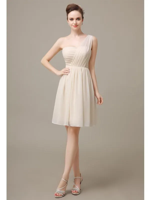 Elegant One-shoulder A-line Knee-Length Bridesmaid Dresses