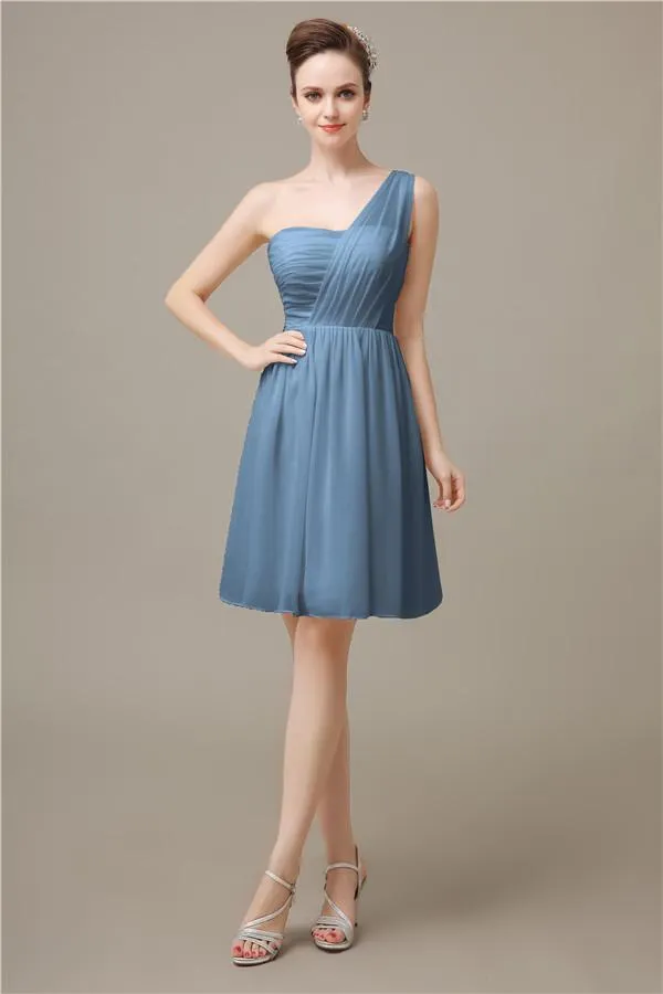 Elegant One-shoulder A-line Knee-Length Bridesmaid Dresses