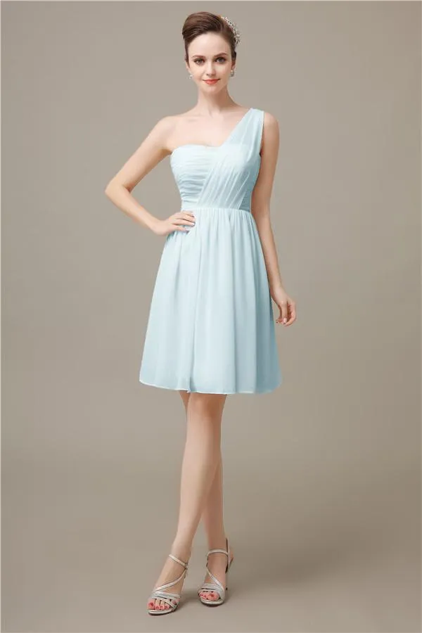 Elegant One-shoulder A-line Knee-Length Bridesmaid Dresses