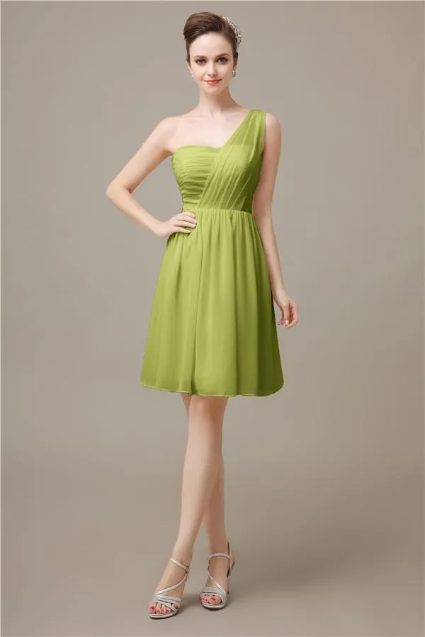 Elegant One-shoulder A-line Knee-Length Bridesmaid Dresses