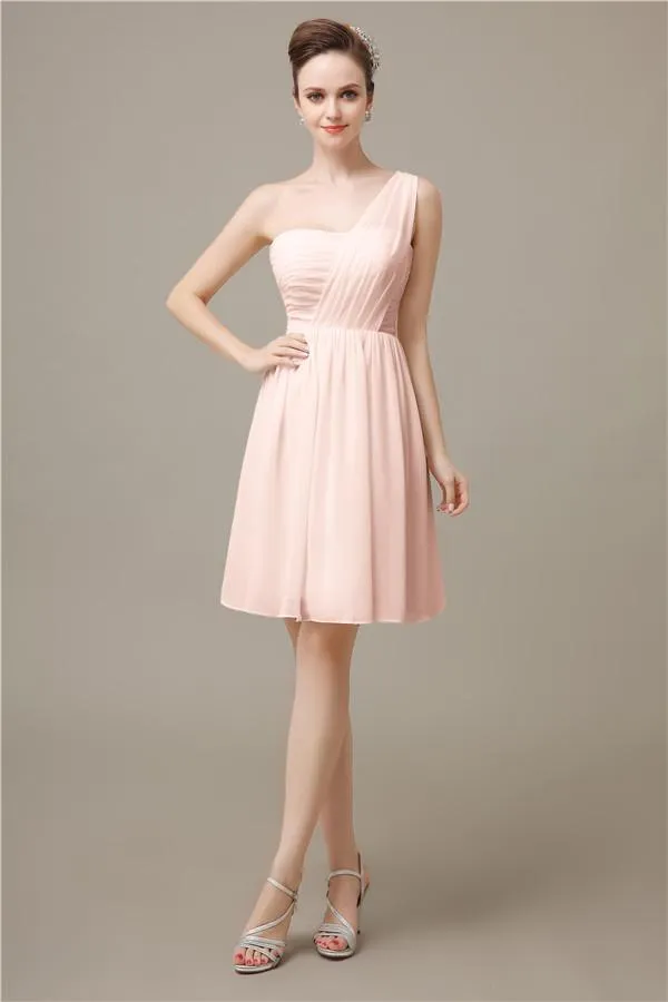 Elegant One-shoulder A-line Knee-Length Bridesmaid Dresses