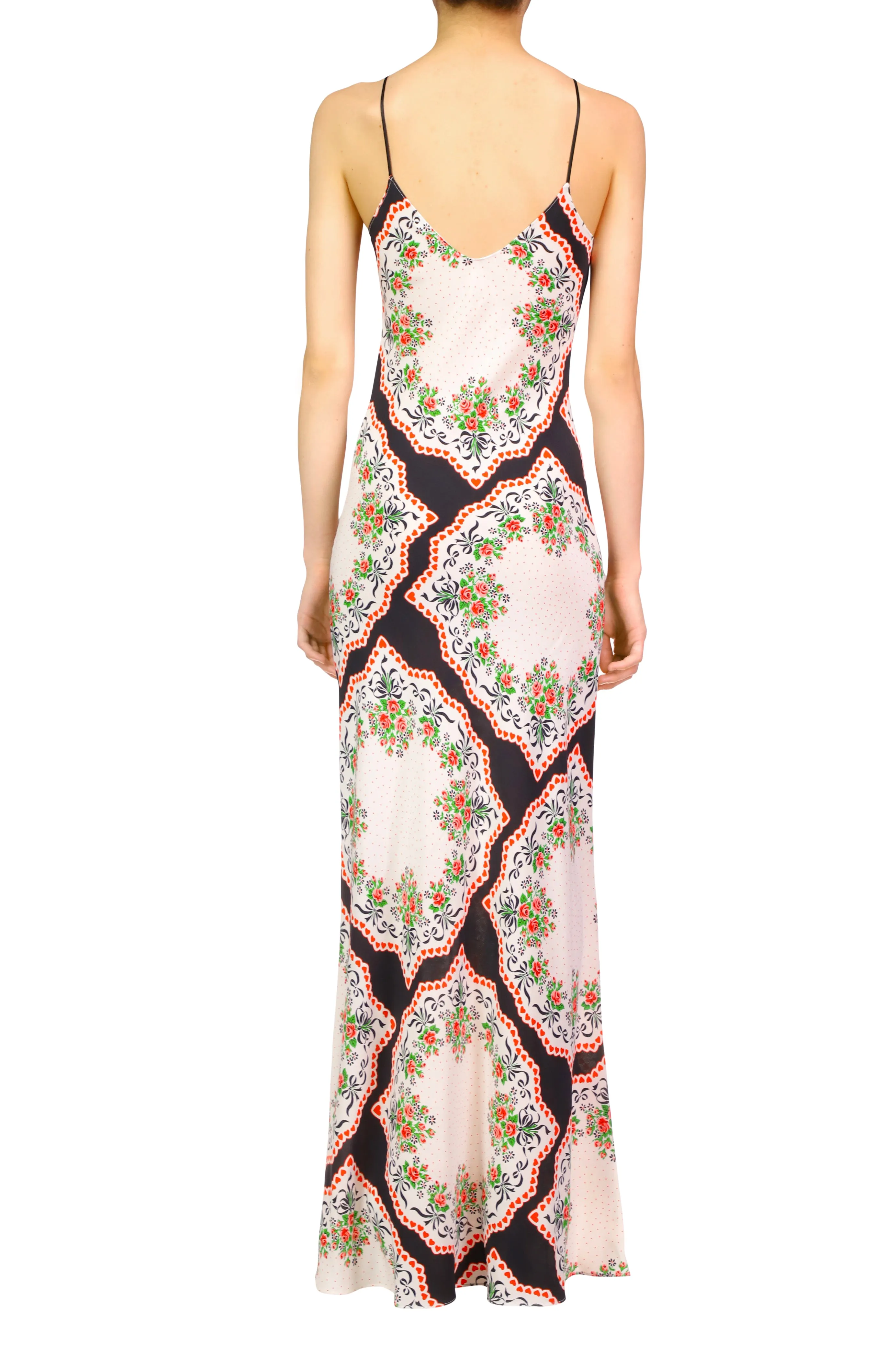 Floral Bouquet Silk Maxi Slip Dress