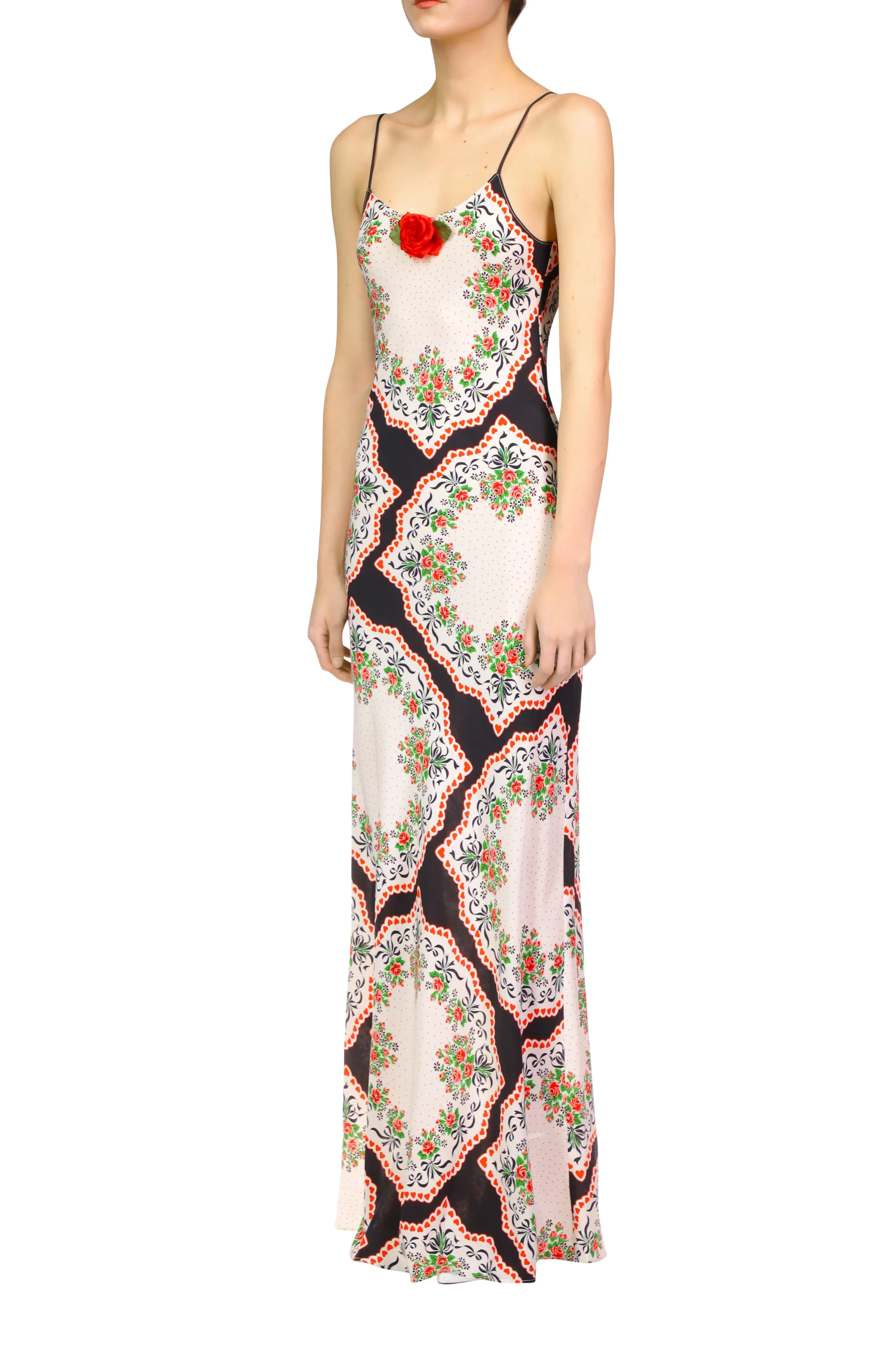 Floral Bouquet Silk Maxi Slip Dress