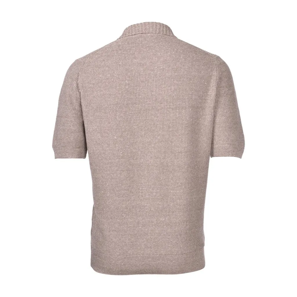 GRAN SASSO Cotton Linen Knit Short Sleeve LIGHT BROWN