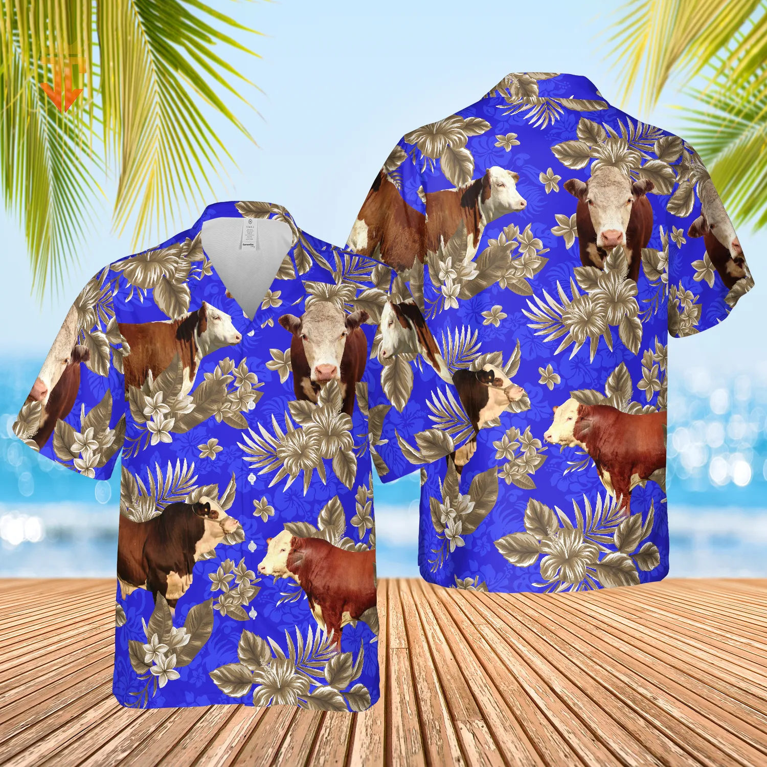 Hereford Cattle Lovers Aloha Pattern All Over Printed 3D Hawaiian Shirt