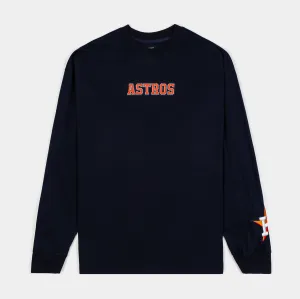 Houston Astros Wingspan Drop Shoulder Mens Long Sleeve Shirt (Navy)