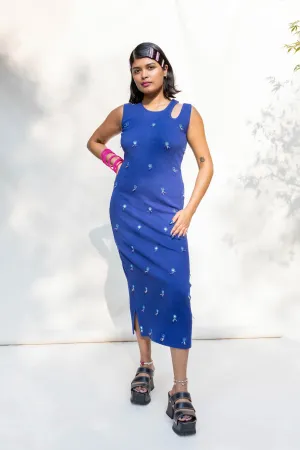 Indigo Blue Shisha Cutout Maxi Dress