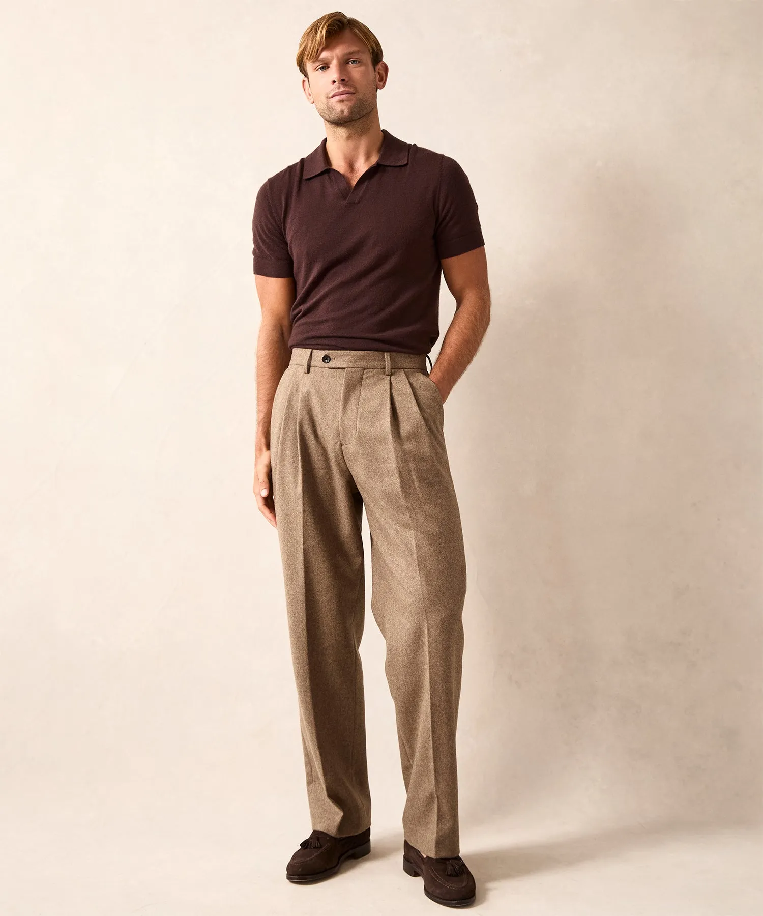 Italian Flannel Wythe Trouser in Chestnut