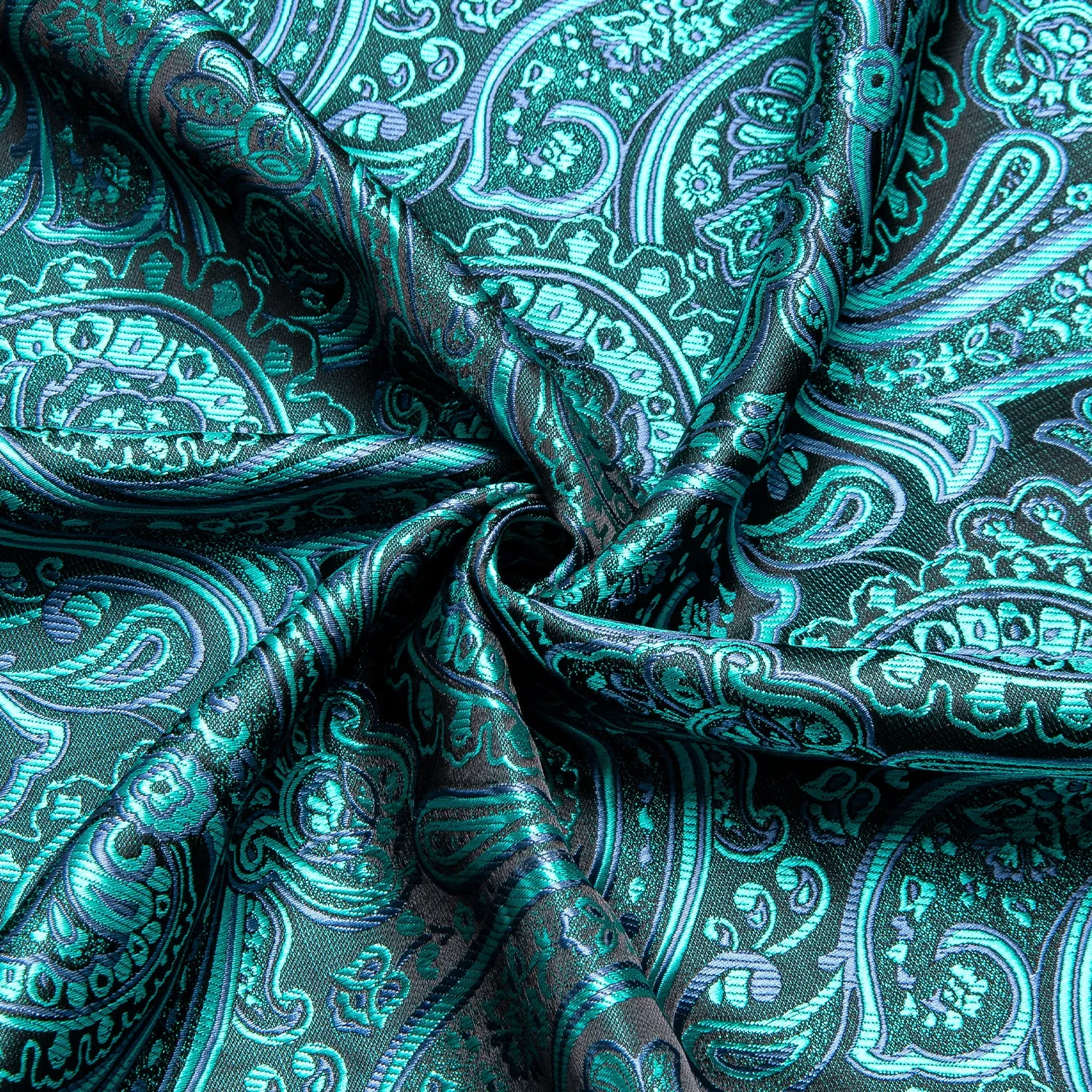 Lake Green Paisley Silk Men's Short Sleeve Shirt