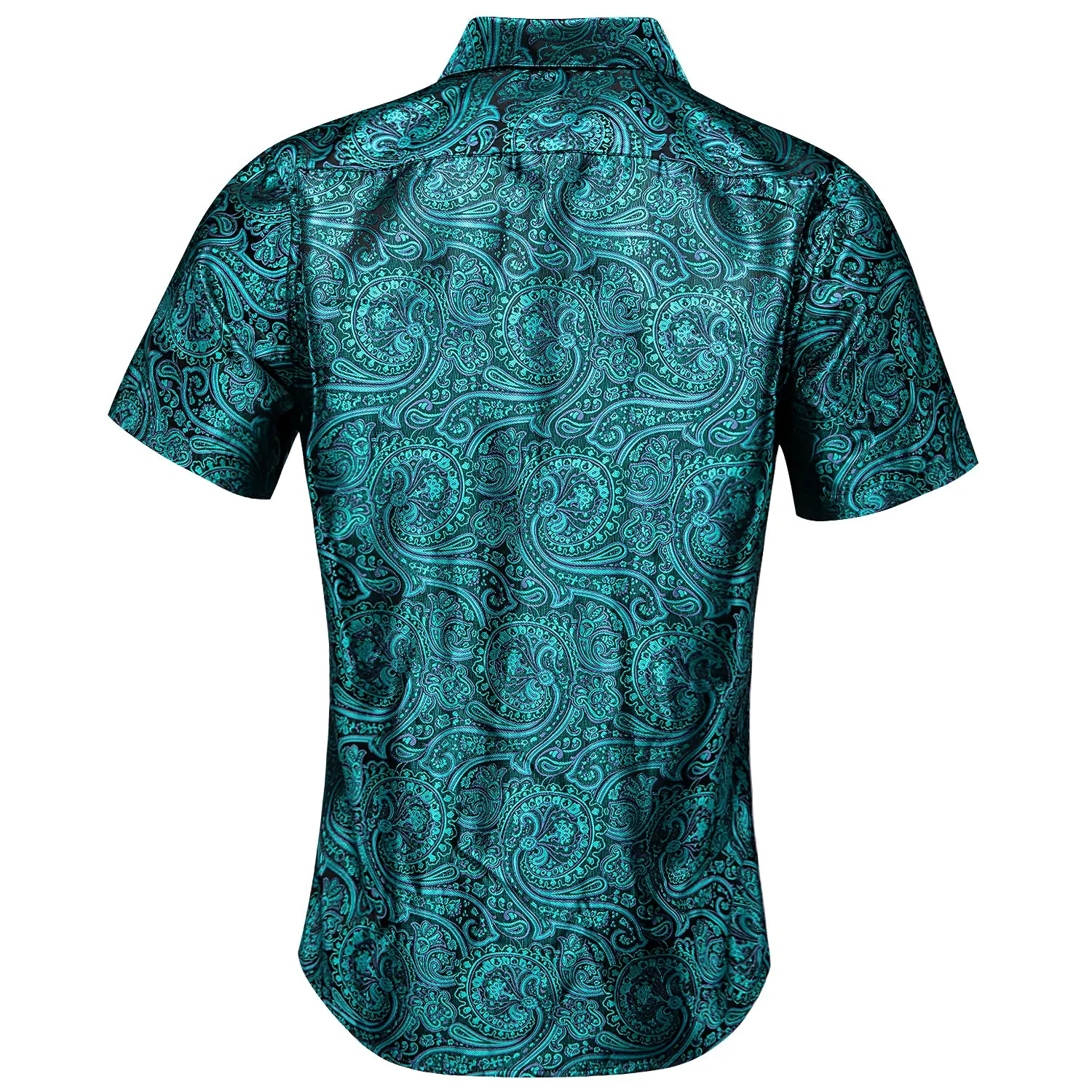 Lake Green Paisley Silk Men's Short Sleeve Shirt