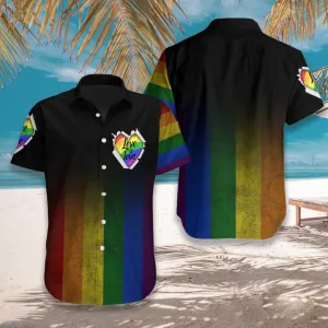 LGBT Aloha Hawaiian Shirts For Summer, Love Is Love Heart Colorful Rainbow LGBT Hawaiian Shirts