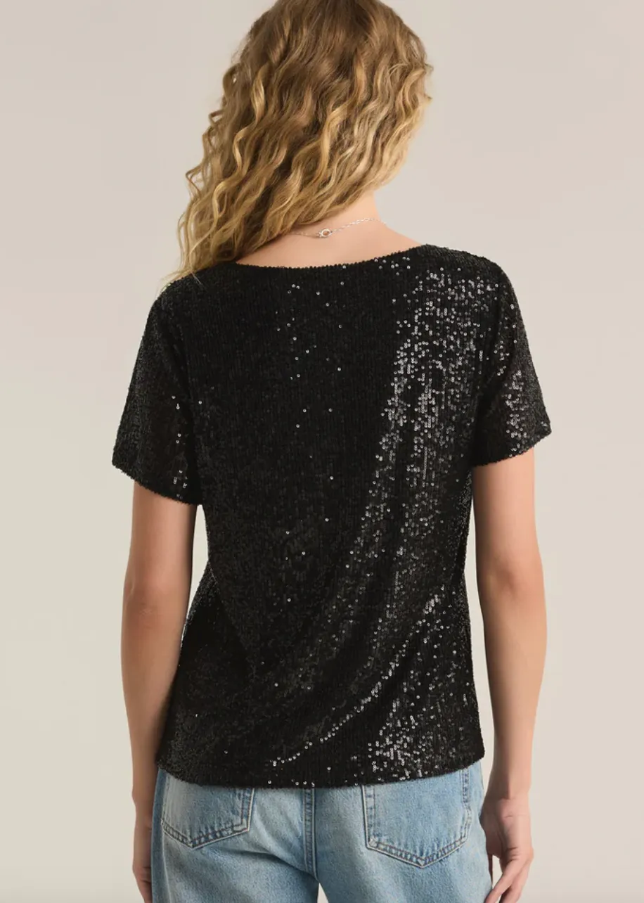 Marbella V-Neck Sequin Top