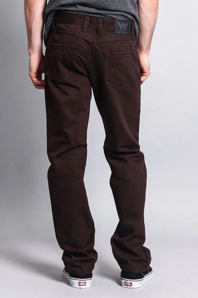 Men's Straight Fit Colored Denim Jeans (Brown)