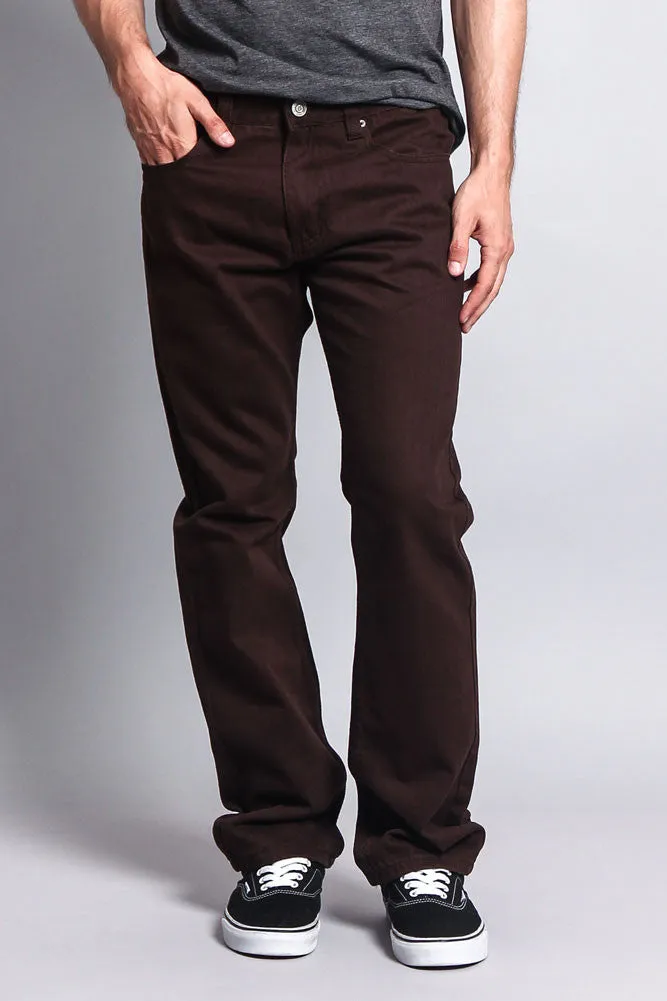 Men's Straight Fit Colored Denim Jeans (Brown)