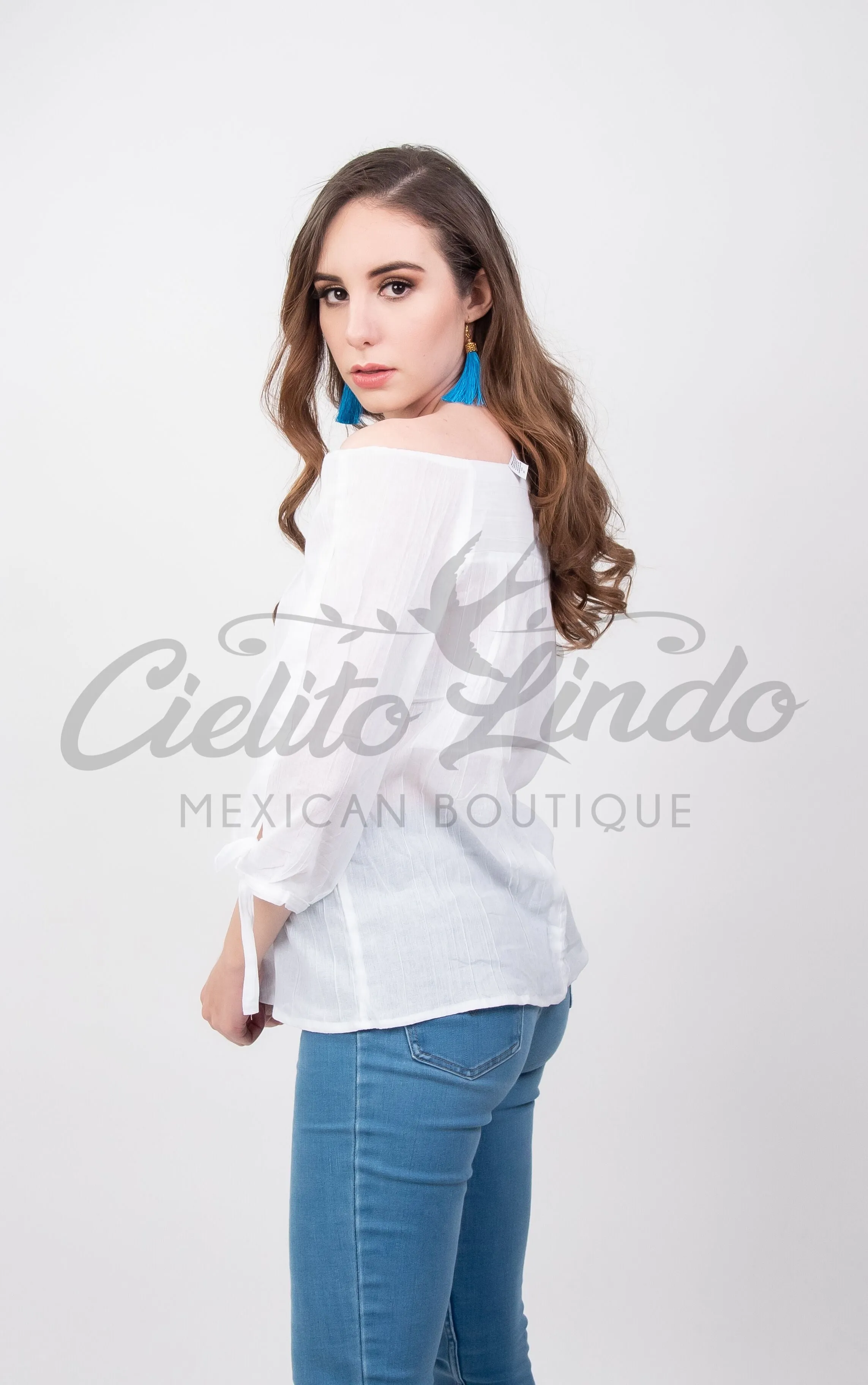 Mexican Embroidered Blouse Cozumel White