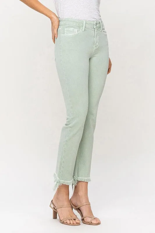 Mid Rise Crop Straight Jeans