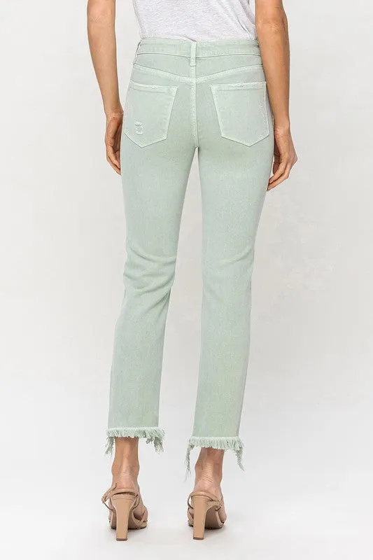 Mid Rise Crop Straight Jeans