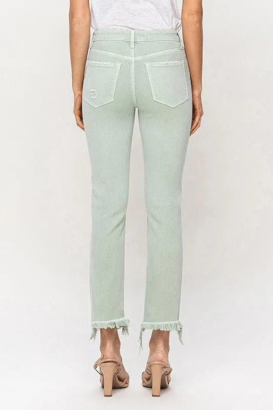 Mid Rise Crop Straight Jeans