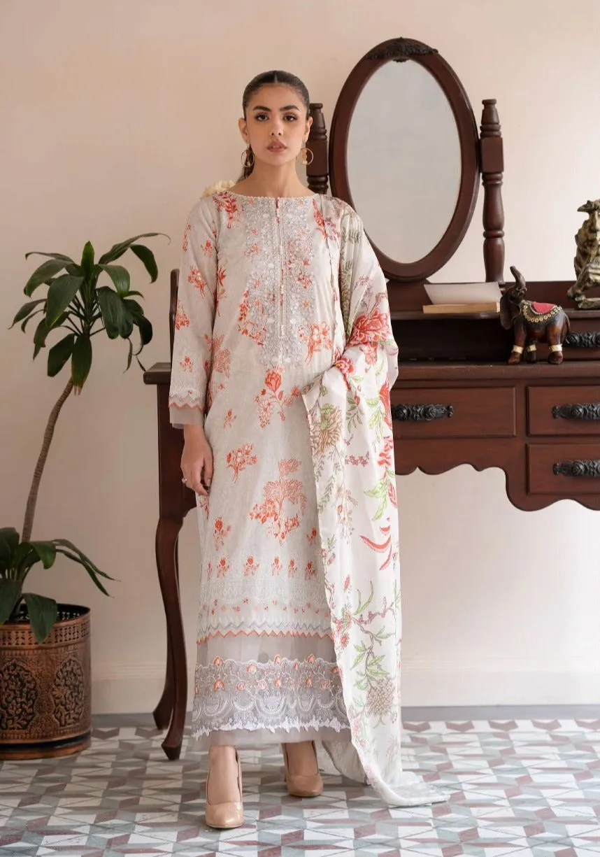 Morja Embroidered Lawn with Silk Dupatta by GullJee – Design-04