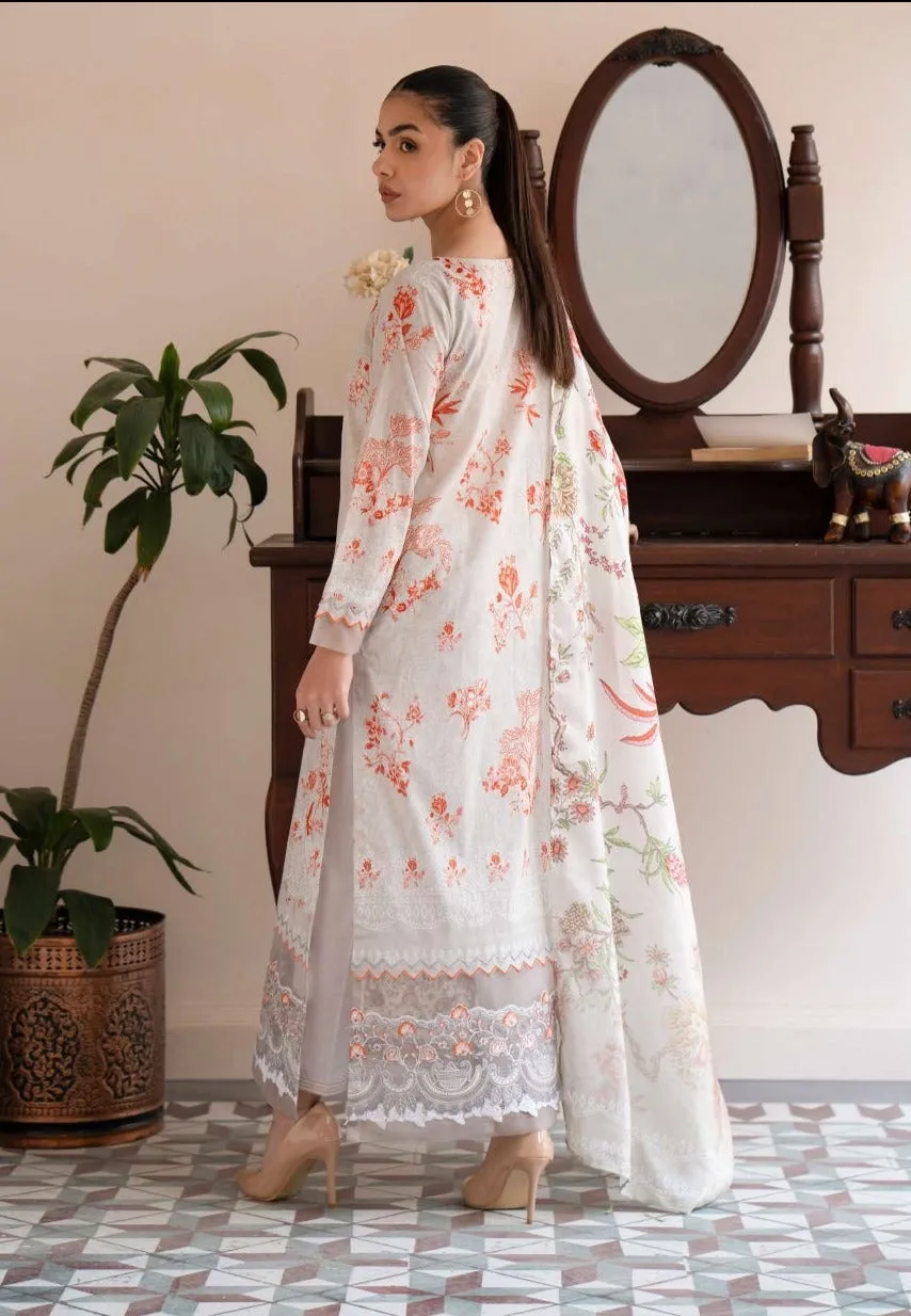 Morja Embroidered Lawn with Silk Dupatta by GullJee – Design-04