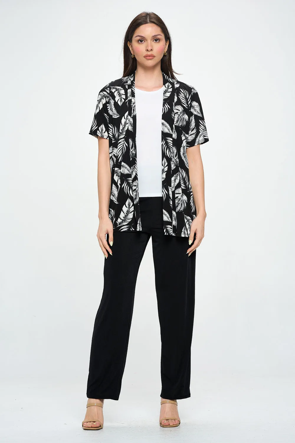 Print Stretchy Drape Jacket Short Sleeve -4004BN-SRP1-W388