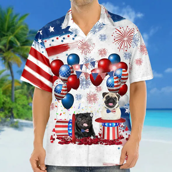 Pug Independence Day Hawaiian Shirt for men and women, 4th of july hawaiian shirt