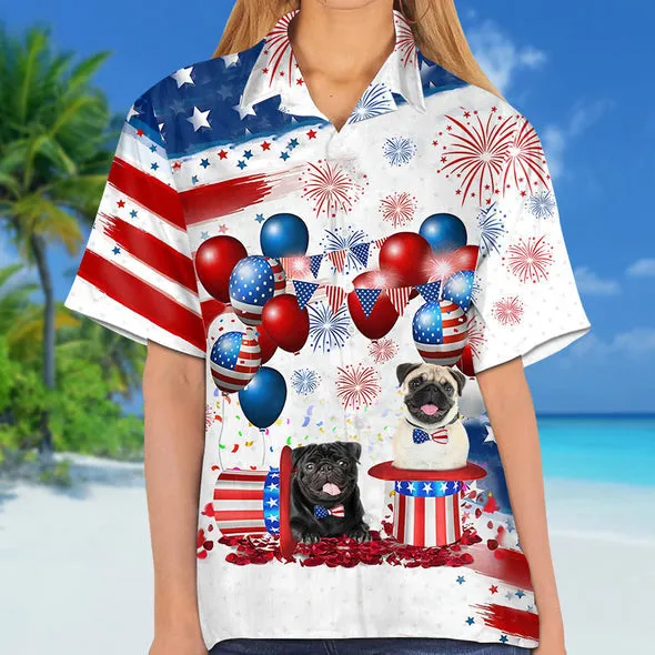 Pug Independence Day Hawaiian Shirt for men and women, 4th of july hawaiian shirt