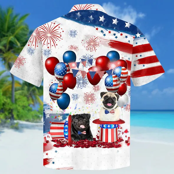 Pug Independence Day Hawaiian Shirt for men and women, 4th of july hawaiian shirt